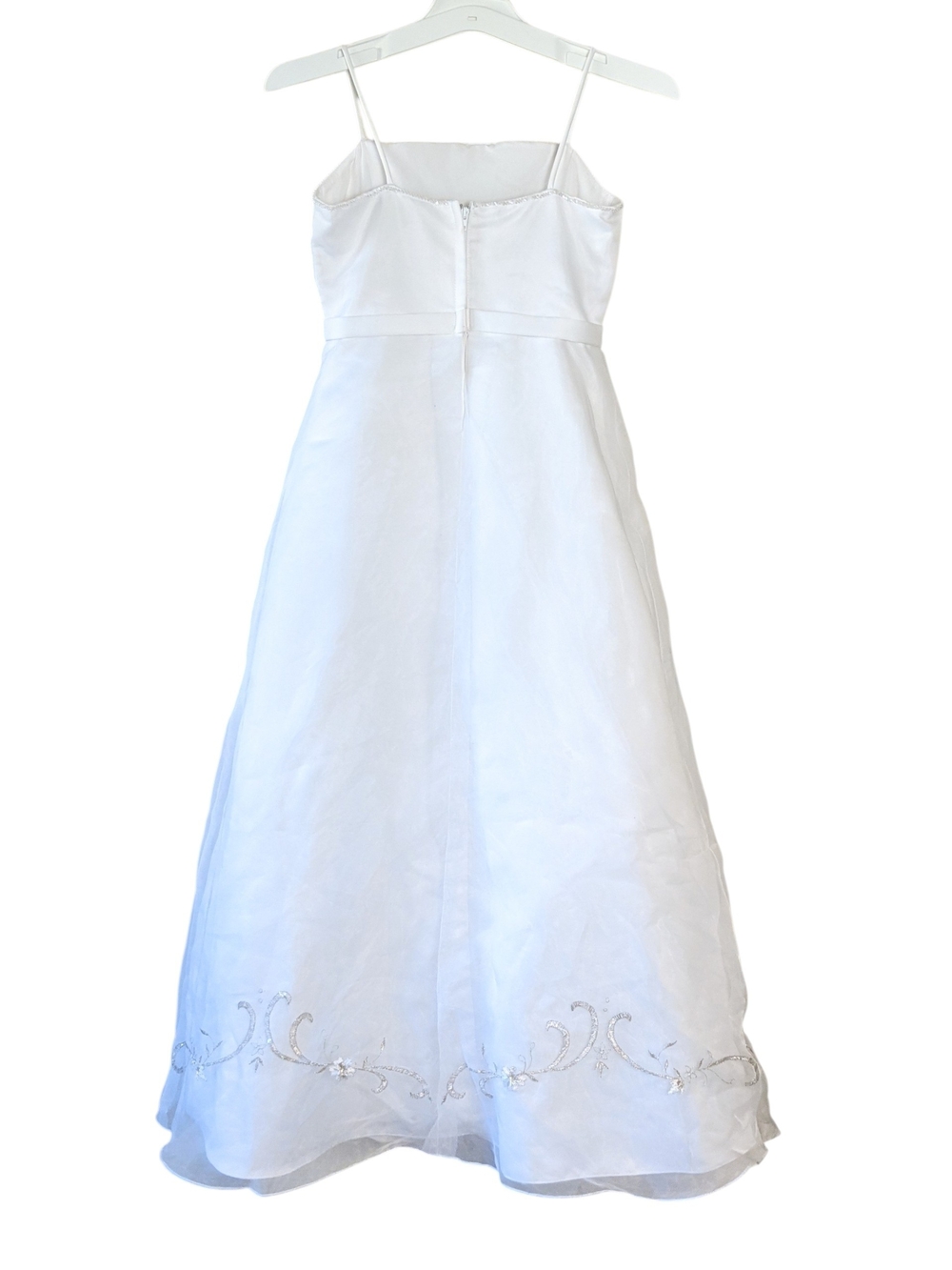 David's Bridal White Embroidered Girls Formal Dress Size 8 - Picture 2 of 10